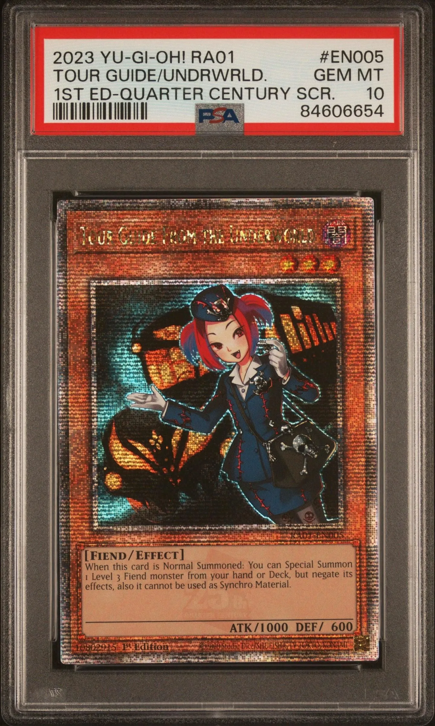 PSA 10 2023 YU-GI-OH! RA01 #EN005 TOUR GUIDE FROM THE UNDERWORLD - 1ST EDITION QCSR