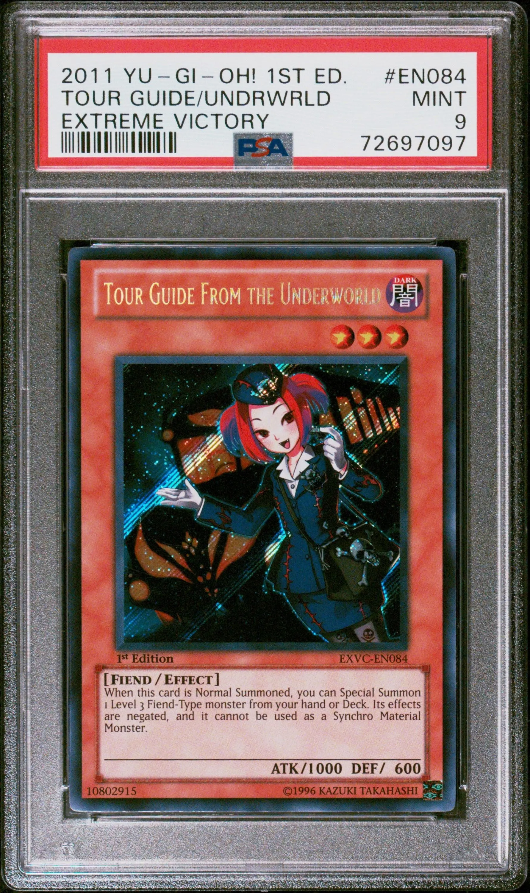 PSA 9 2011 YU-GI-OH! EXVC - EXTREME VICTORY #EN084 TOUR GUIDE FROM THE UNDERWORLD - 1ST EDITION
