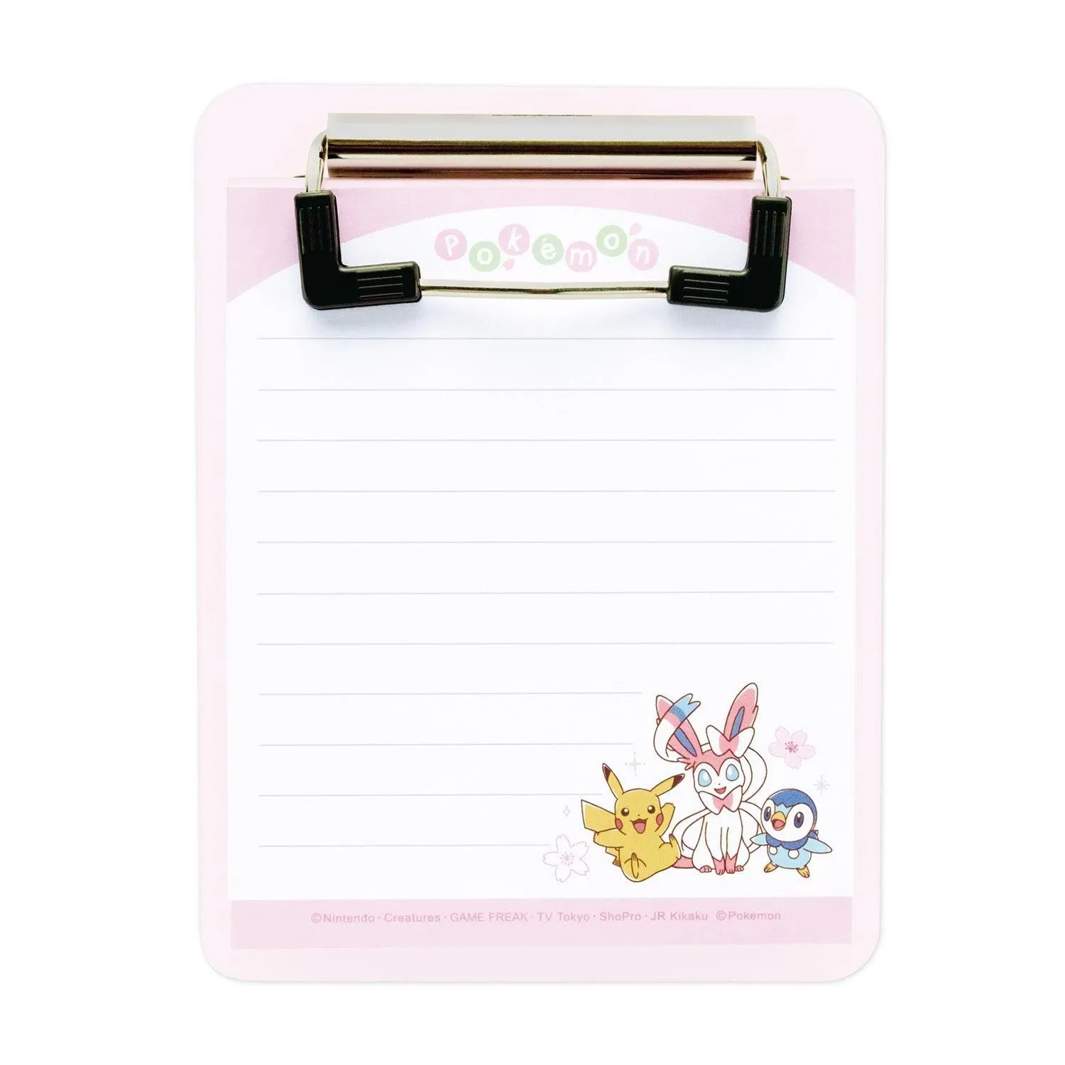 WHITE Pokemon "Sakura Stationery Series" Clipboard Binder with Memo Pad