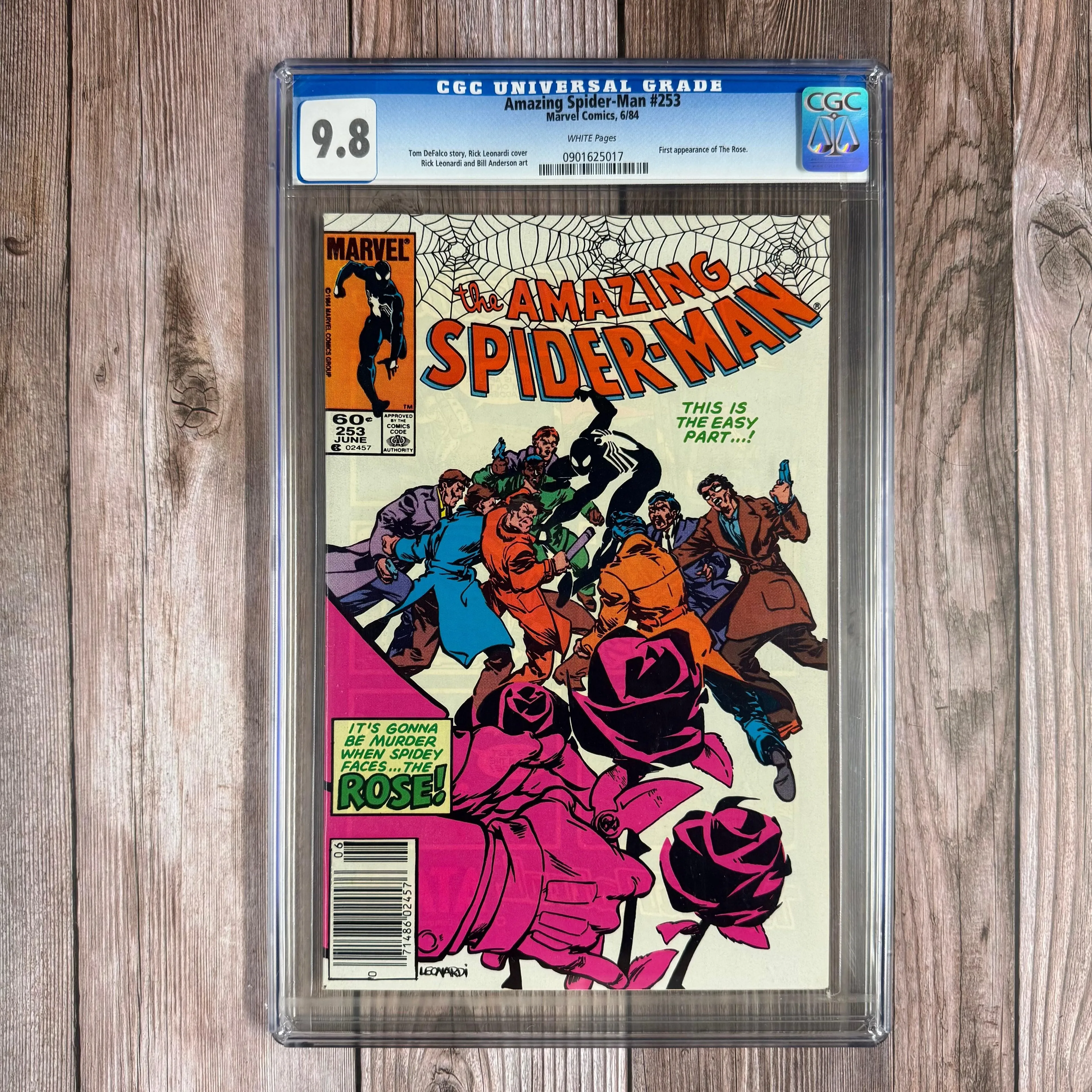 Amazing Spider-Man #253 CGC 9.8 WP 1st appearance of Richard Fisk as The Rose,  NEWSSTAND EDITION (Cert 5017)