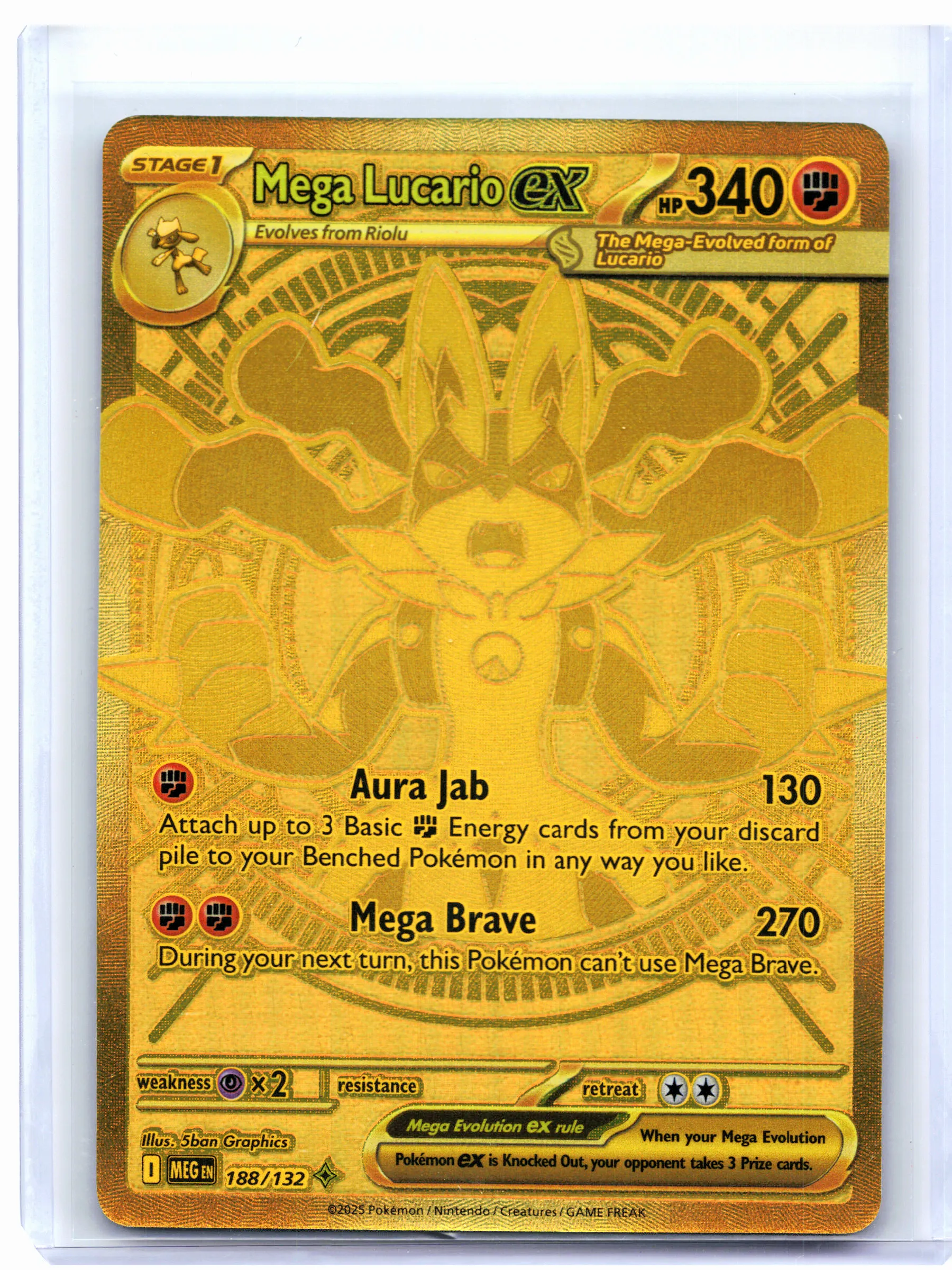 gold mega lucario pokemon card 2025 Pokmon Mega Evolution #188 Mega Lucario Ex Mega Hyper Rare PSA 1