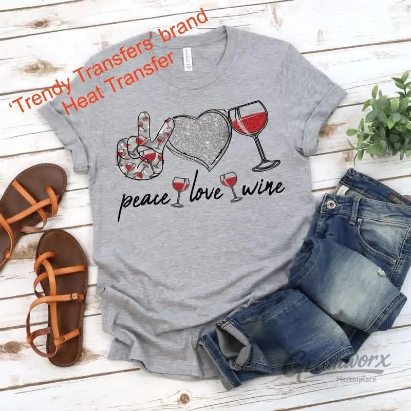 Peace Love Wine Screen Print Transfer