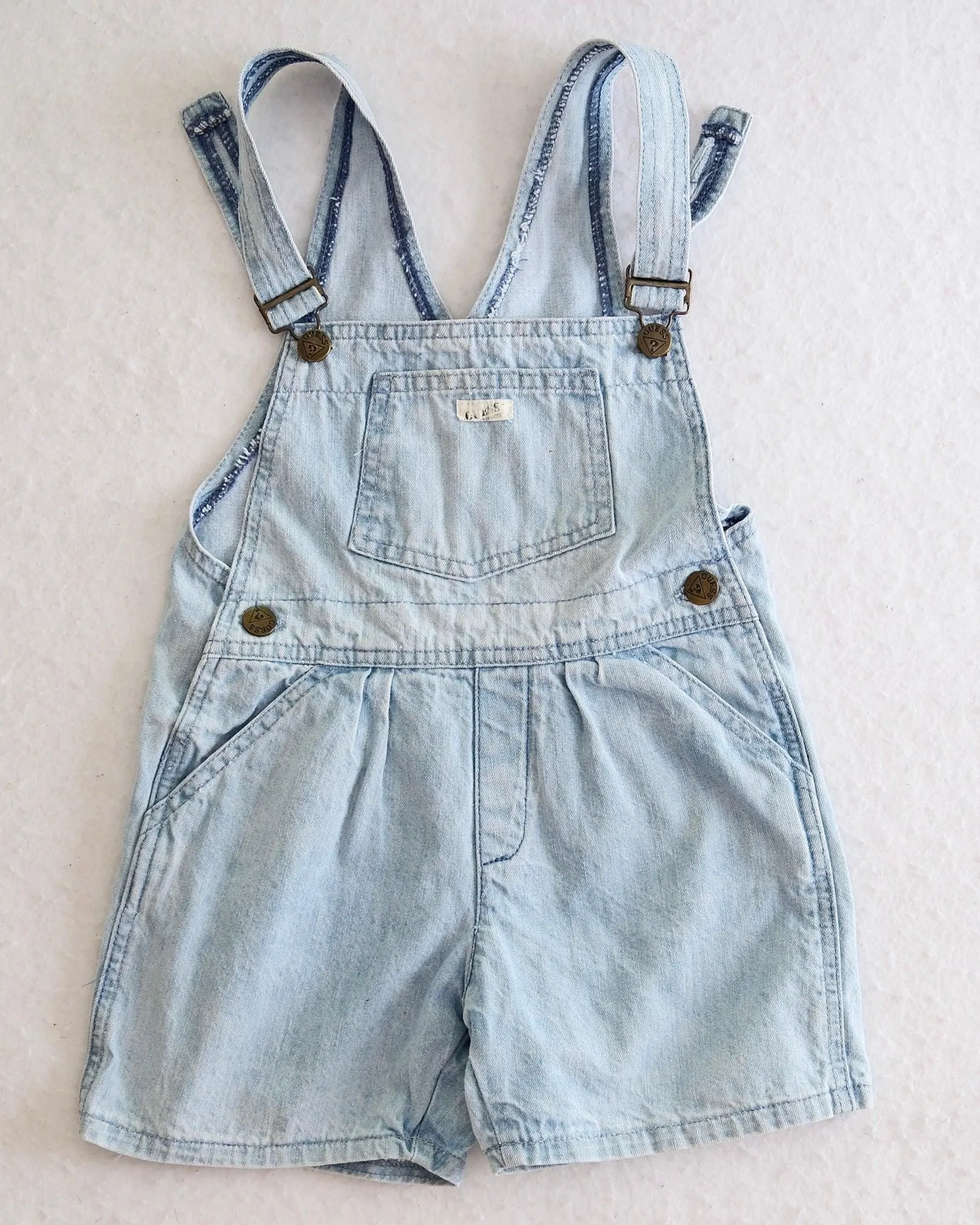 Vintage Guess Light Wash Denim Short Overalls: Size 6X