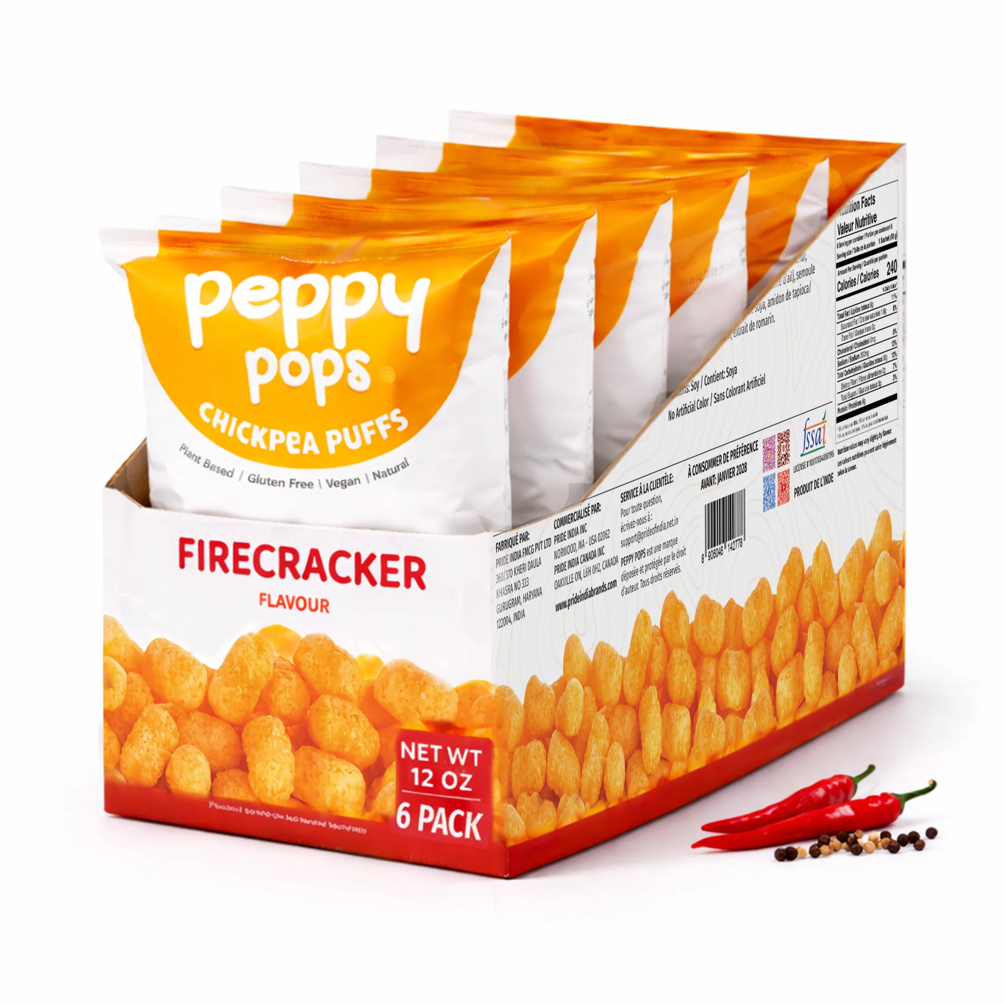 Schezwan Chickpea Puffs Protein Snack - 6 PACK