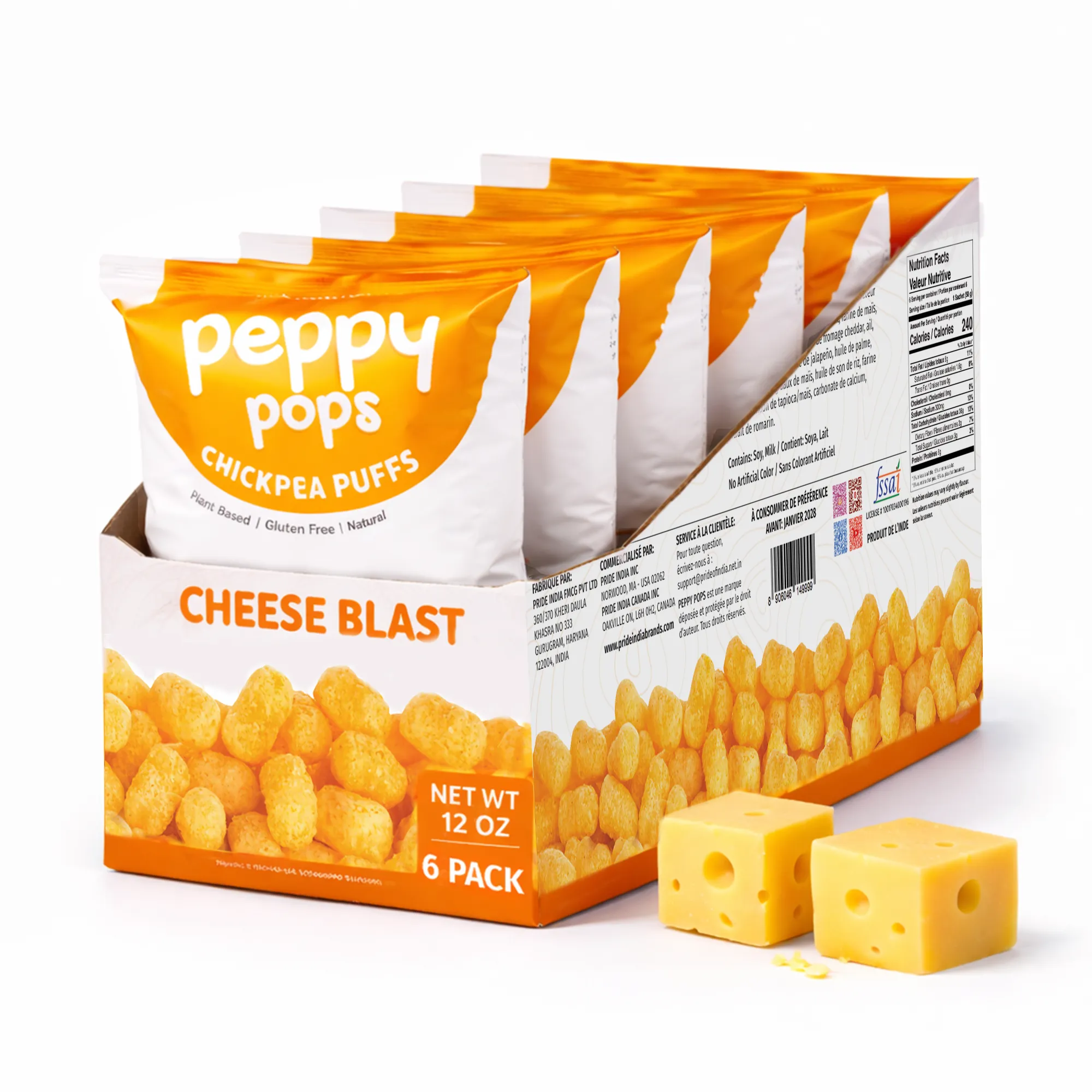 Cheesy Chickpea Puffs Protein Snack - 6 PACK