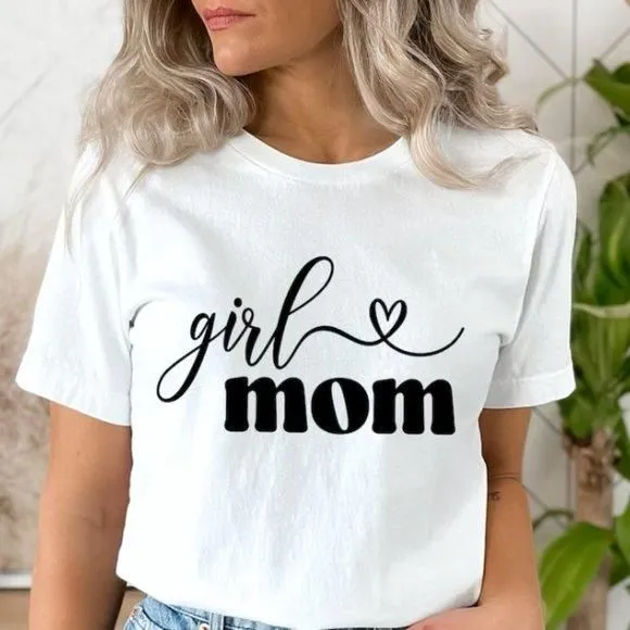 Product image for Girl Mom Heart White Black Short Sleeve Shirt NEW