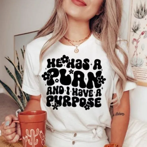 Product image for He Has a Plan and I have a Purpose NEW white short sleeve shirt