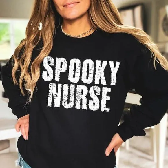 Product image for Spooky Nurse NEW black crewneck sweatshirt