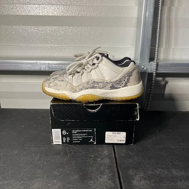 Size 6Y - AJ 11 Retro Low Light Bone Snakeskin