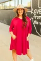 Lucky & Blessed Fuchsia Bulgari 3/4 Sleeve Flutter Dress Plus Size