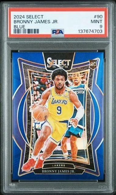 2024-25 Panini Select #90 Bronny James Jr. Concourse Blue Prizm RC PSA 9 MINT