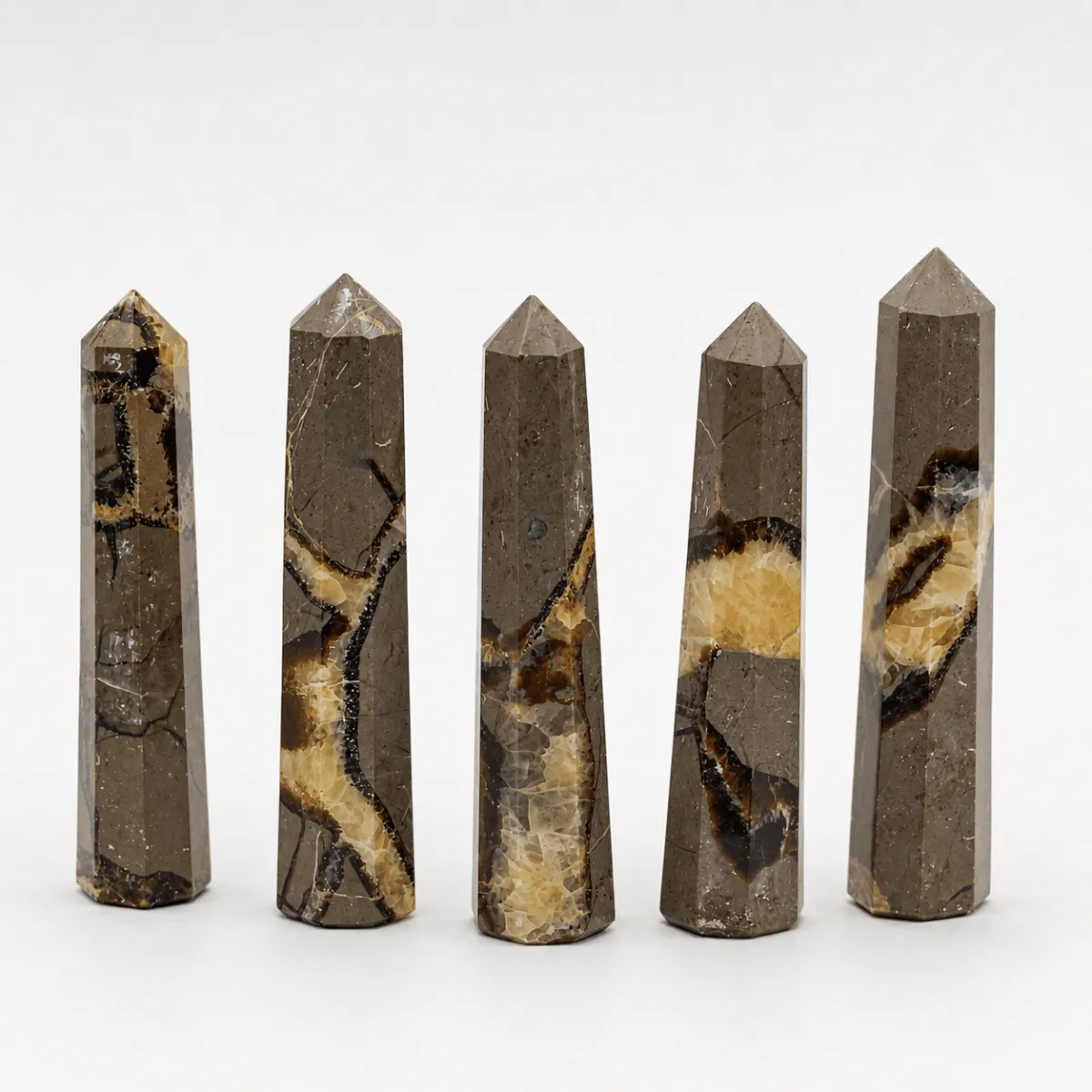 Septarian Calcite Octagon Tower (Set of 2)