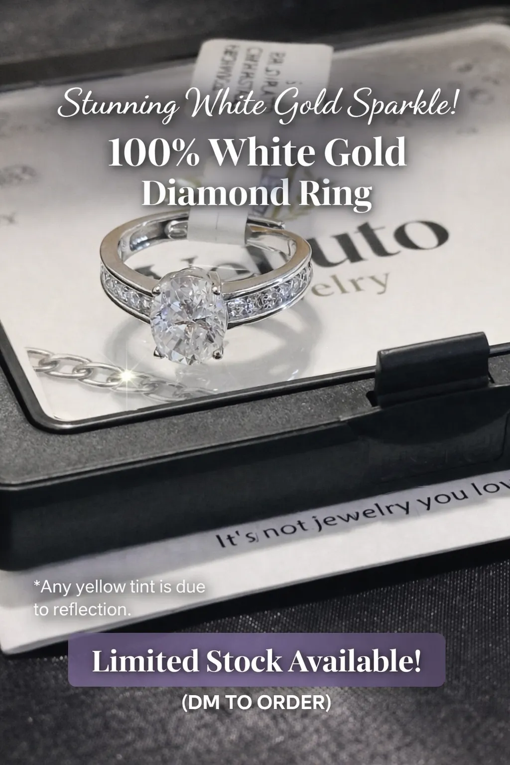 Adjustable 2 ct Moissanite 18k White Gold Round Diamond Halo Engagement Ring