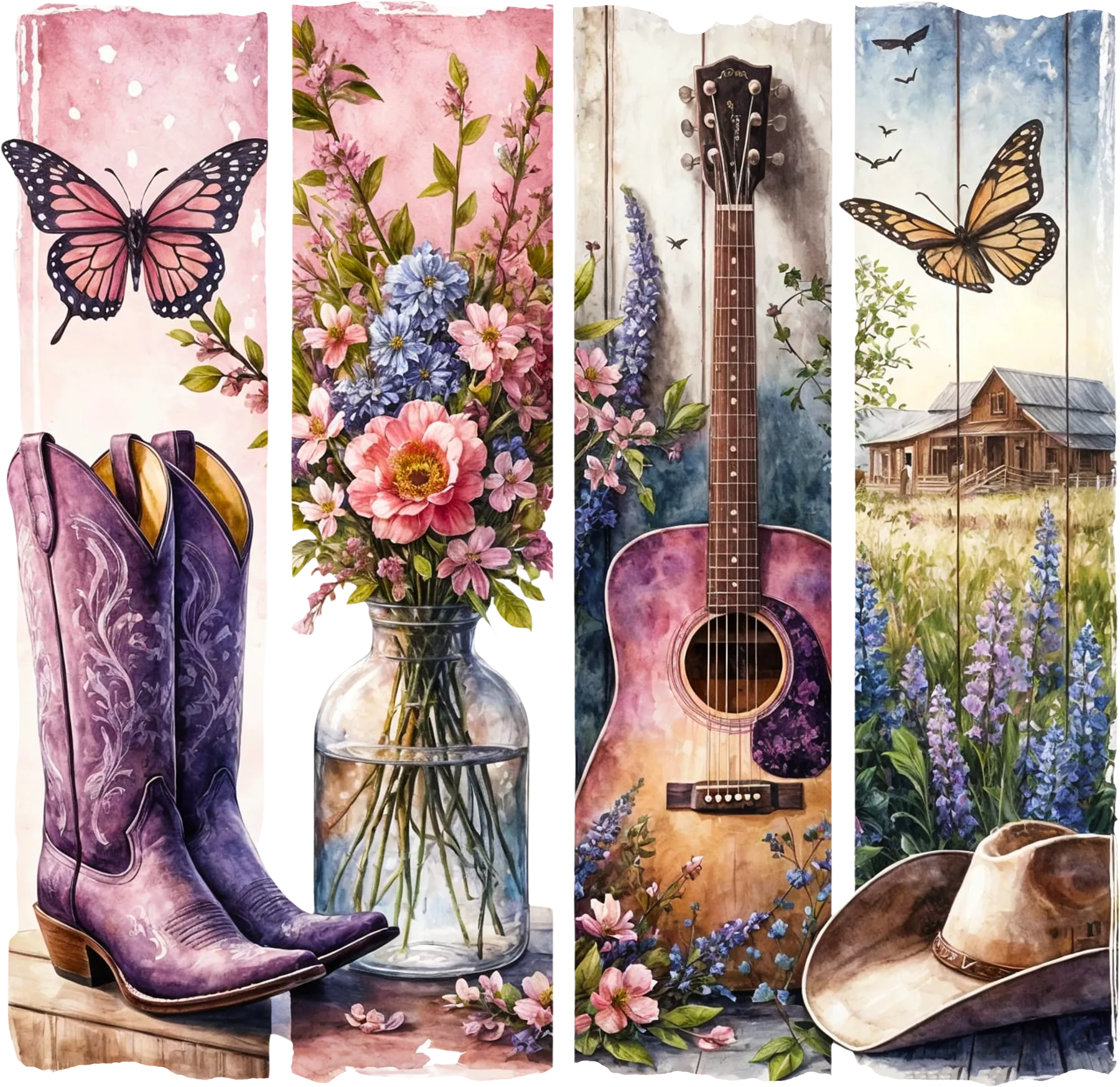 DTF Transfer – Lavender Country Scene Multi Sizes (CO-SC001)