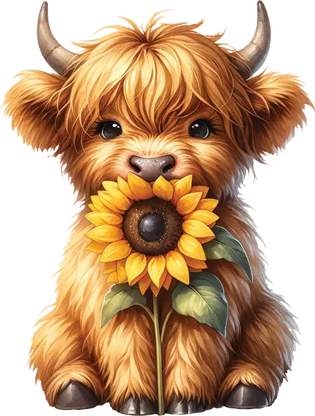 DTF Transfer – Sunflower Cow Multi Sizes (CW-HC001)