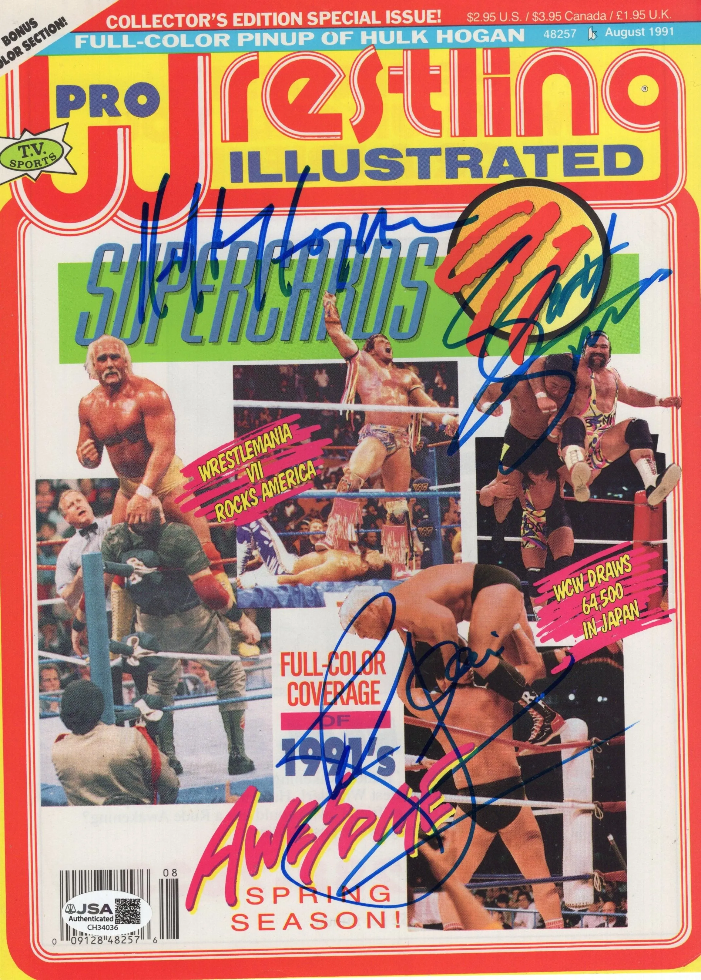 Hulk hogan Scott Steiner Ric Flair (magazine cover only) JSA COA signed auto autographed