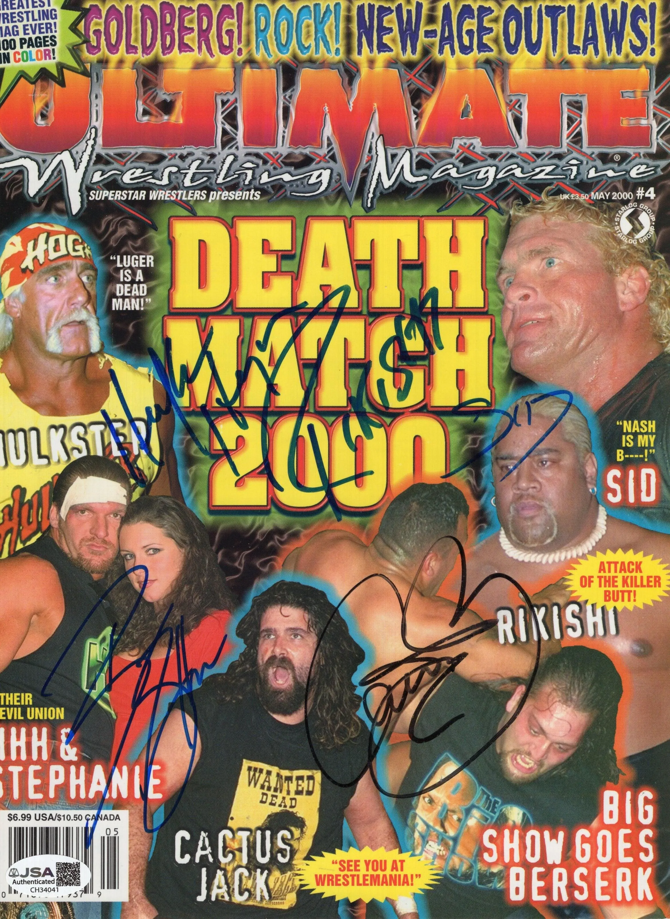 Hulk Hogan Rikisi Mick Foley Big Show Sid (magazine cover only) JSA COA signed auto autographed