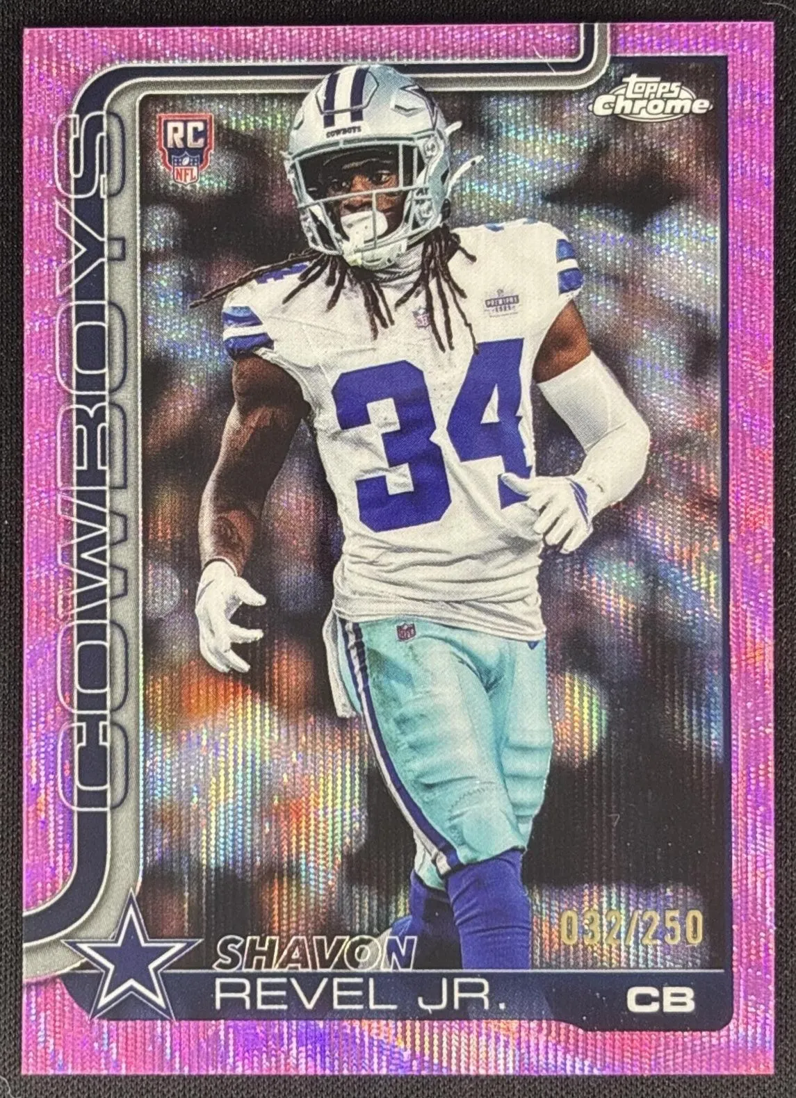 Shavon Revel Jr. 2025 Topps Chrome Rookie Pink Wave Refractor /250 Cowboys