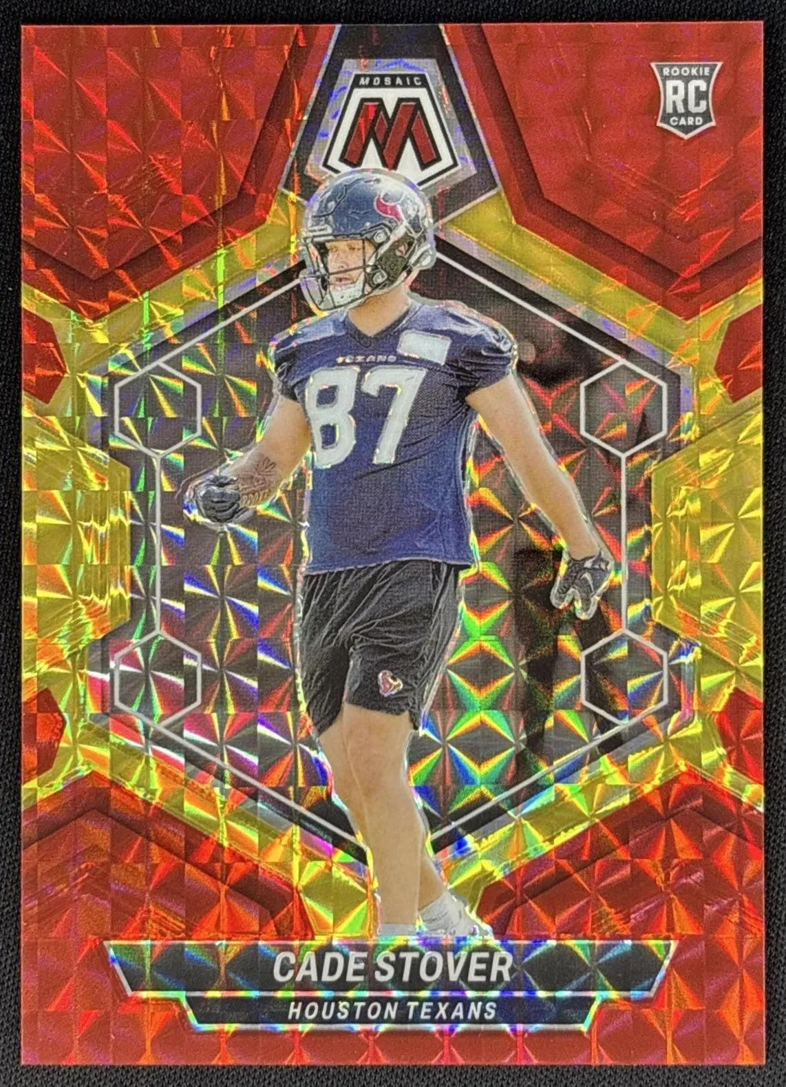 Cade Stover 2024 Panini Mosaic Choice Fusion Red and Yellow Prizm /80 Texans