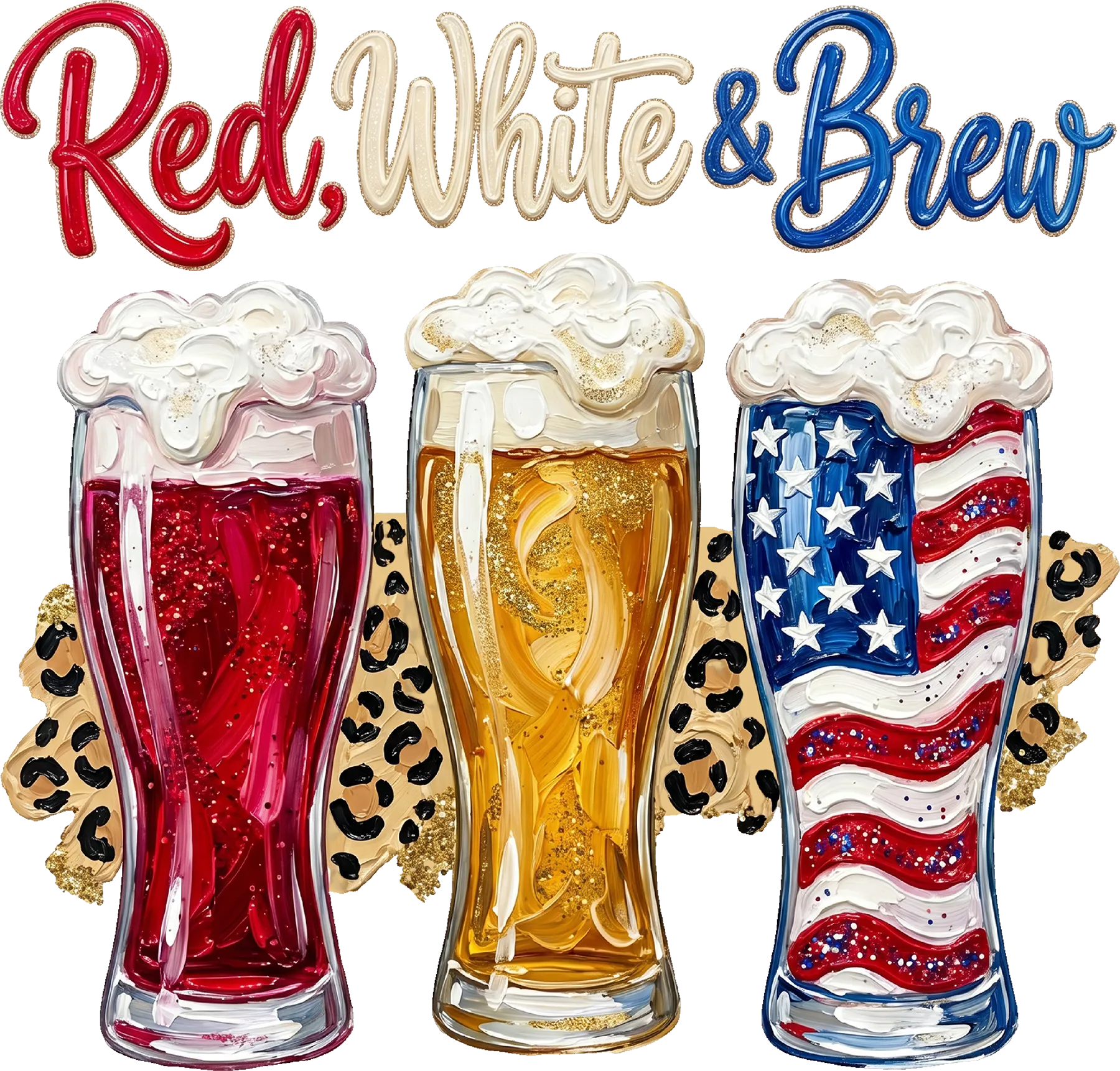DTF Transfer – Red White and Brew Multi Sizes (PA-DR001)