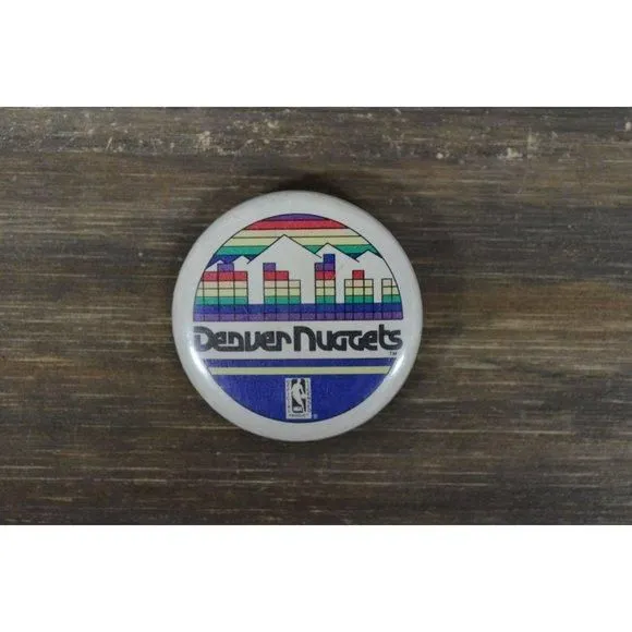 Product image for Vintage Denver Nuggets Button Pin NBA Fan Basketball Gear