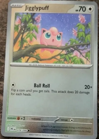 Jigglypuff 076/094 ME02: Phantasmal Flames Pokemon Lightly Played Reverse Holofoil Common English Trading Card