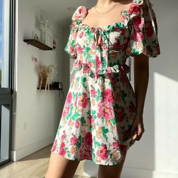 floral corset mini dress FOR LOVE & LEMONS Knee-Length Dress main image 1