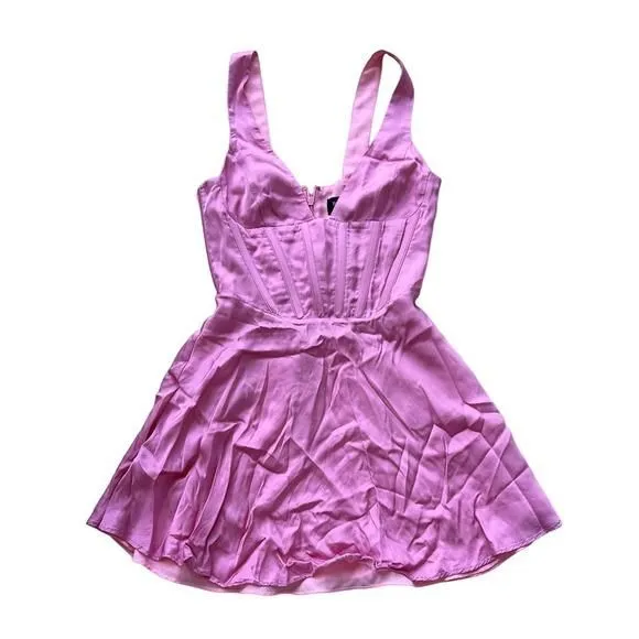 anika corset satin dress Revolve Bardot Anika Corset Satin Dress in Petal Pink Size Small