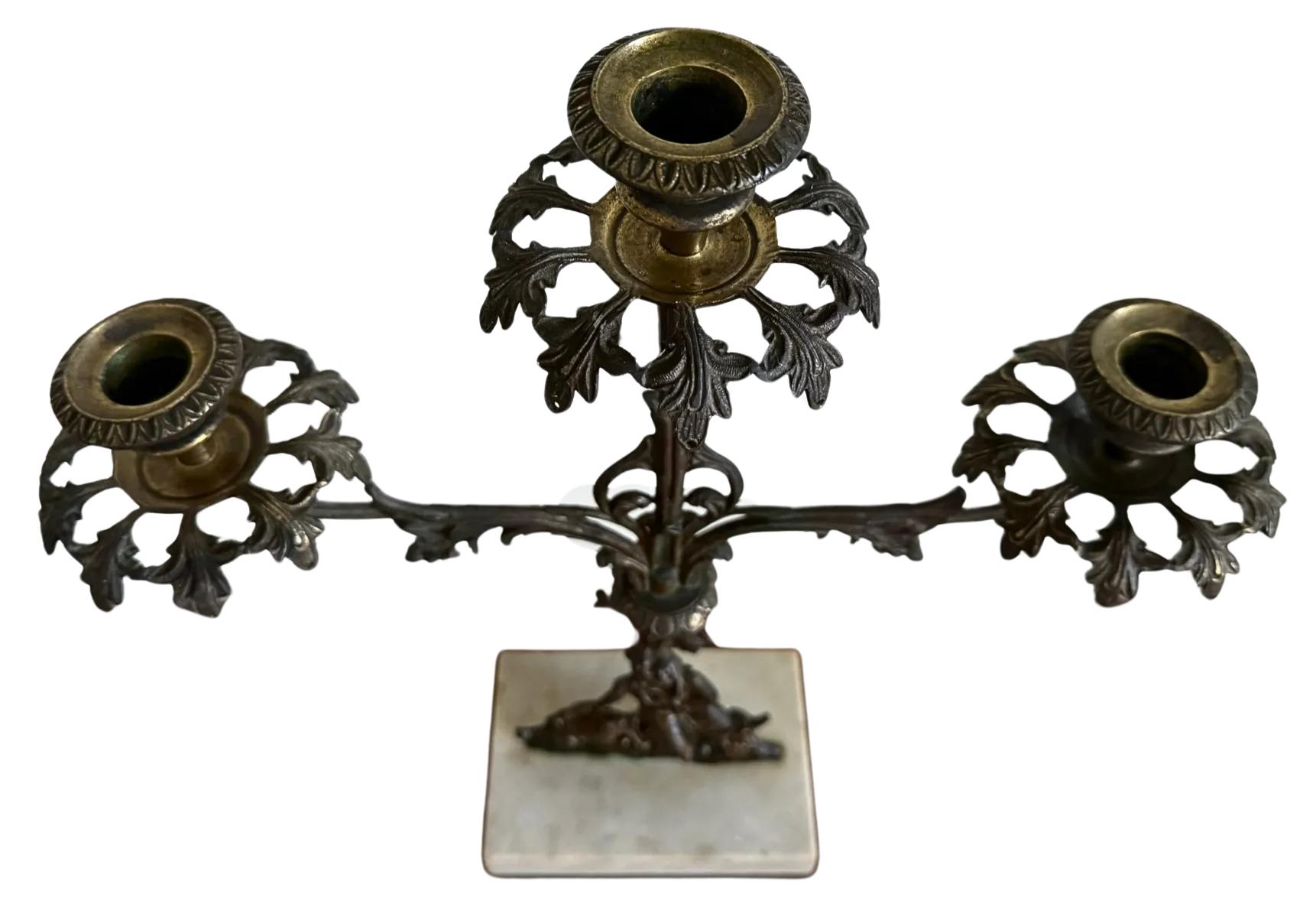 French Three-Arm Girandole Candelabra with Marble Base