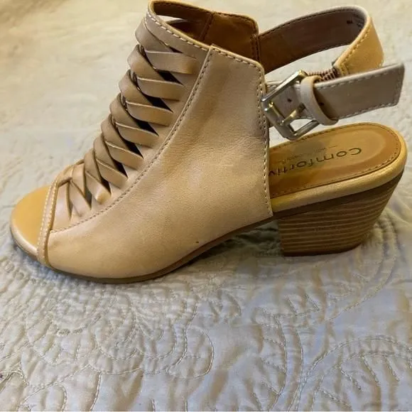 Product image for Open toe low heel mule shoes adjustable buckle
