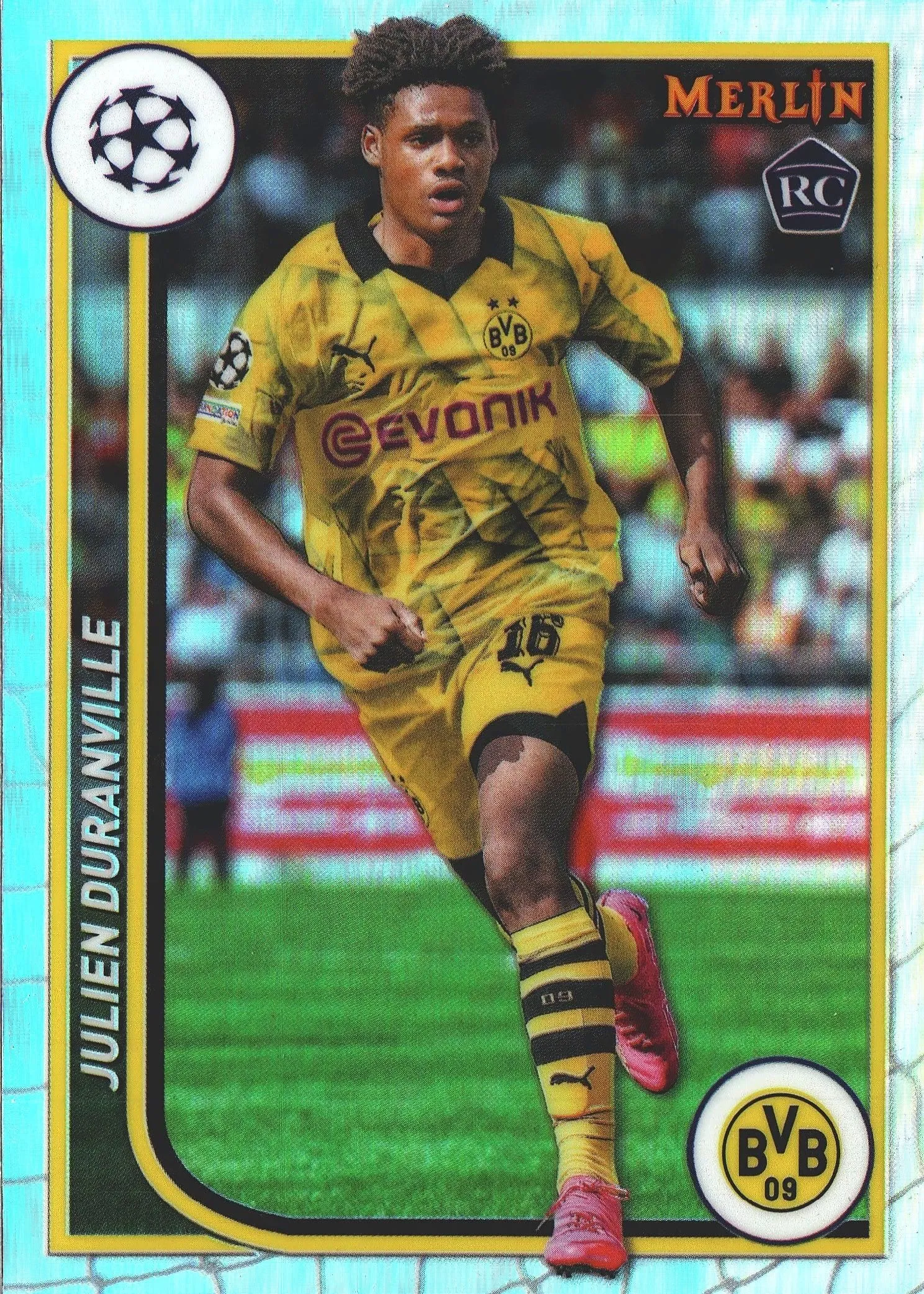 2023 Topps Merlin Chrome UCC Refractor Julien Duranville RC #26 Borussia Dortmund
