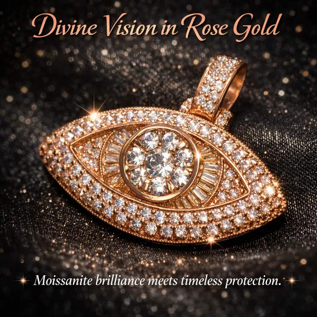 5A+ CZ Mixed with Moissanite Rose Gold All Seeing Eye