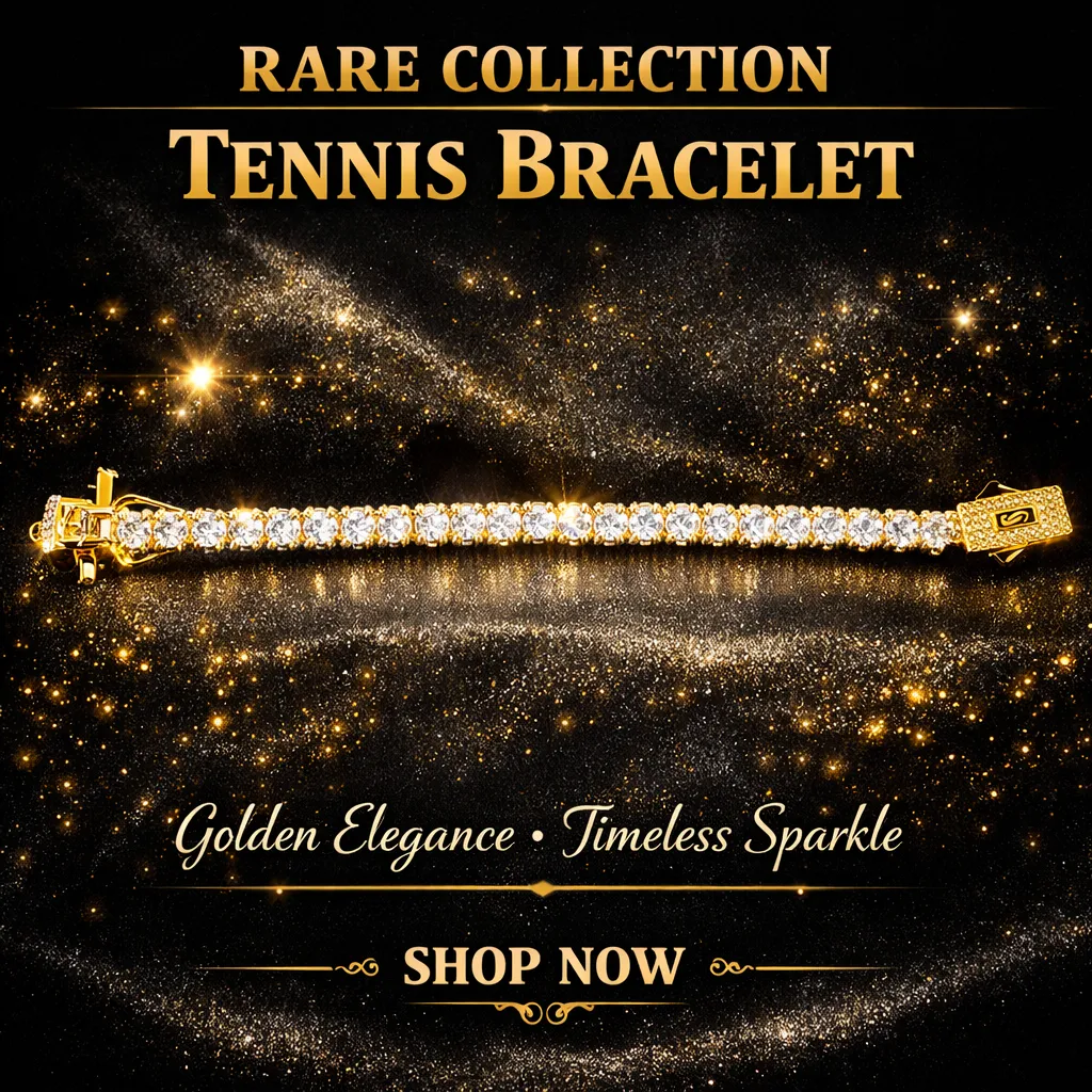 Gold Plated White Sapphire Tennis Bracelet with Moissanite Clasp
