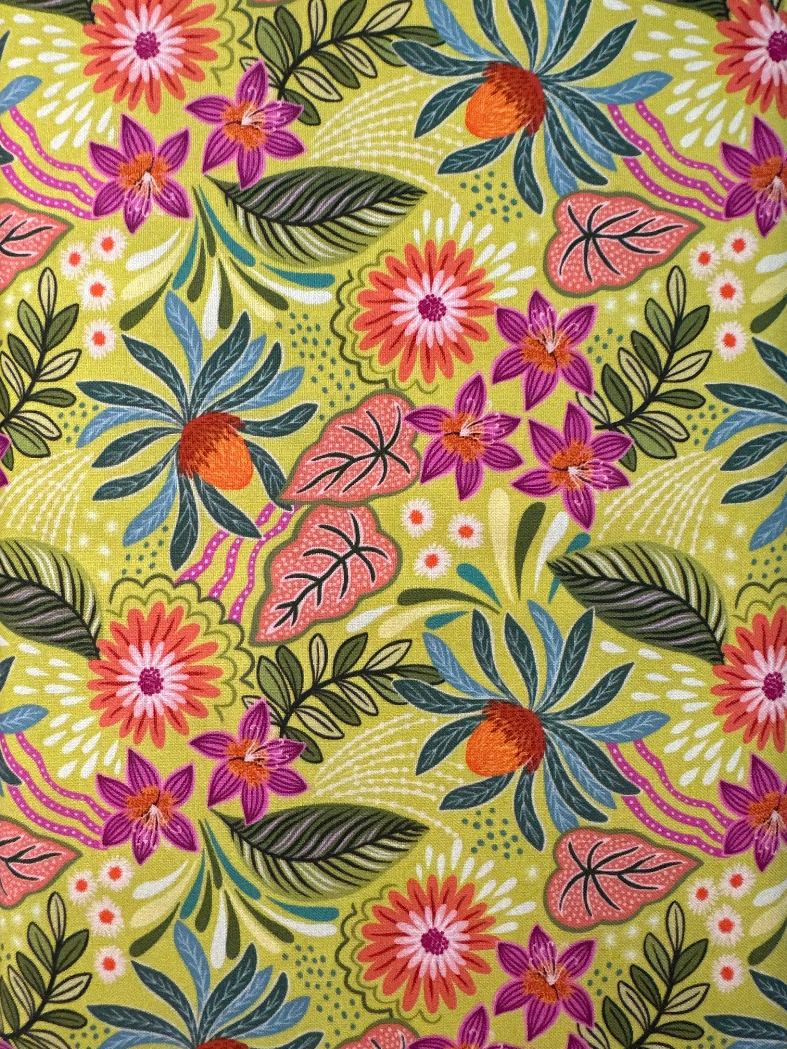 LEWIS & IRENE BAHIA FLORAL ON PLAINTAIN GREEN