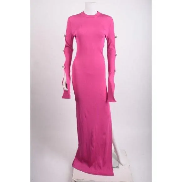 mach and mach purple dress Mach & Mach Crystal Bow Cut-Out Maxi Dress