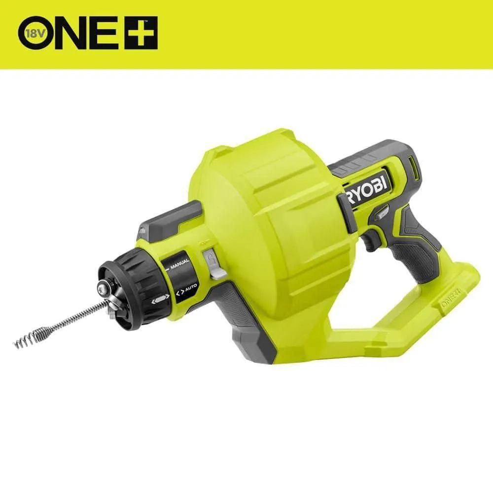 Ryobi ONE+ 18V Cordless Drain Auger with 25 ft Cable, LED Light,