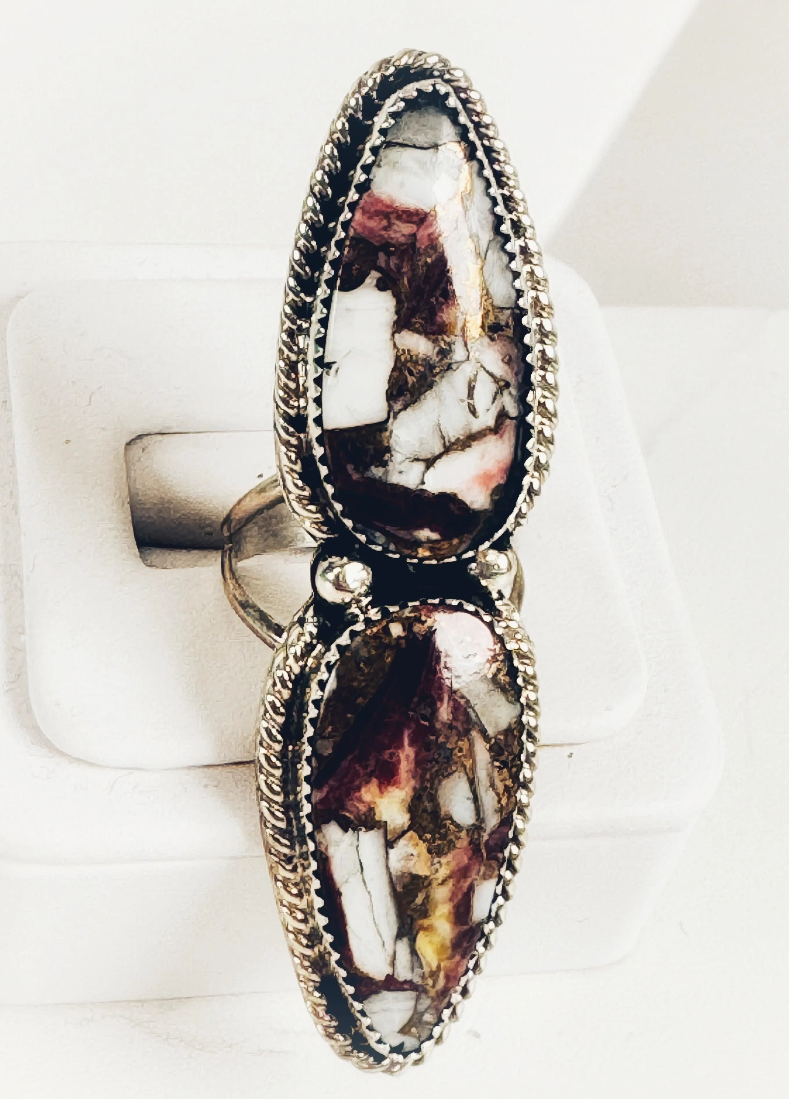 CJ BUTLER MOHAVE & SPINY TURQUOISE NATIVE MADE RING SIZE 9 (MW 122)