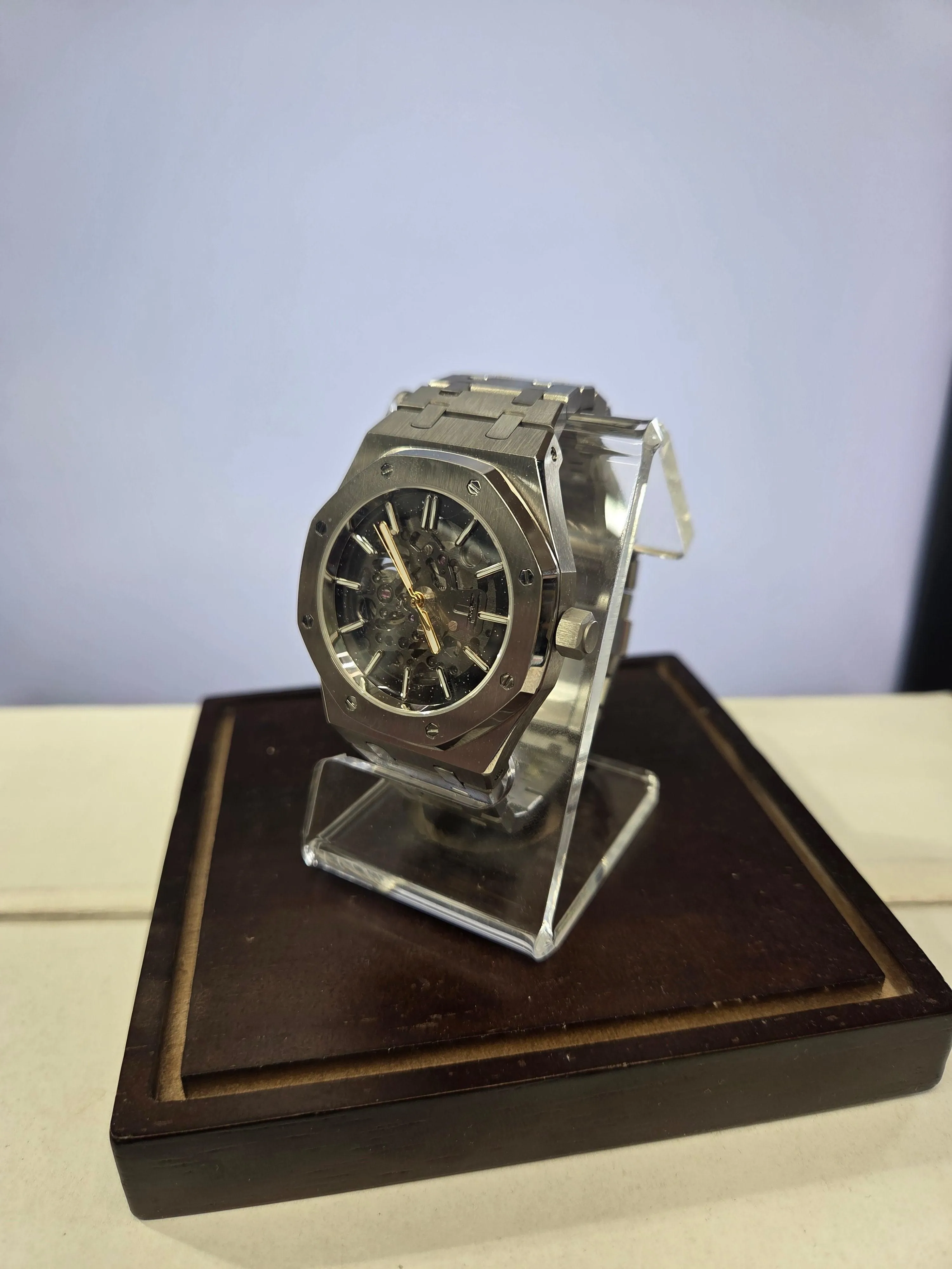 Hand-Assembled Custom Silver Silver Skeleton Timepiece by Fr. Gregory Vance