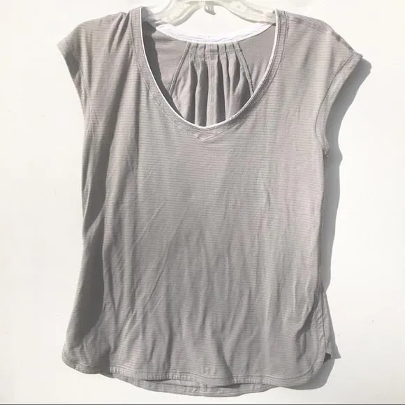 Product image for LULULEMON short stripe shirt  6 gray white