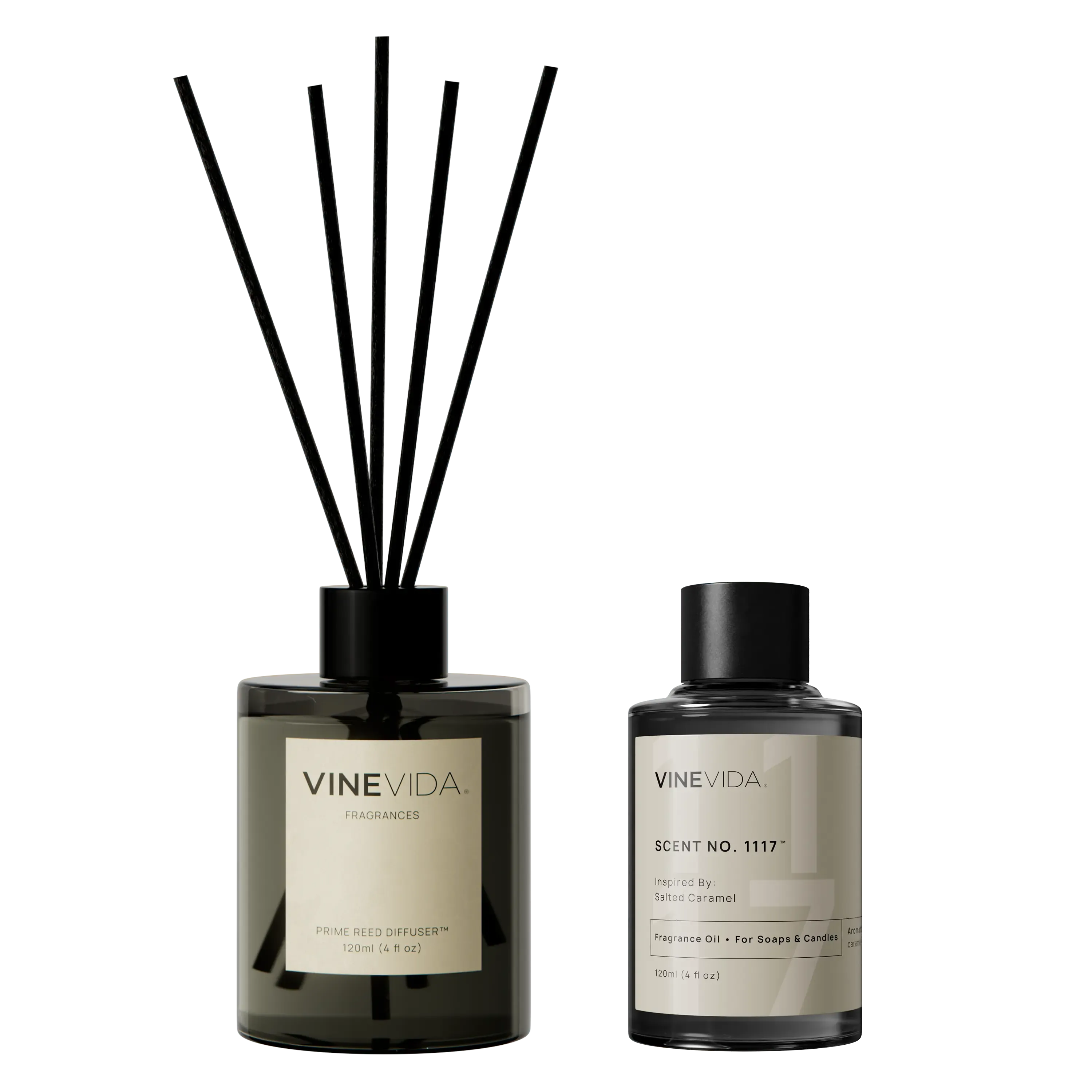 NO. 1117 Reed Diffuser - Inspired by: Salted Caramel by Bath & Body Works - Prime - Black - 120 mL