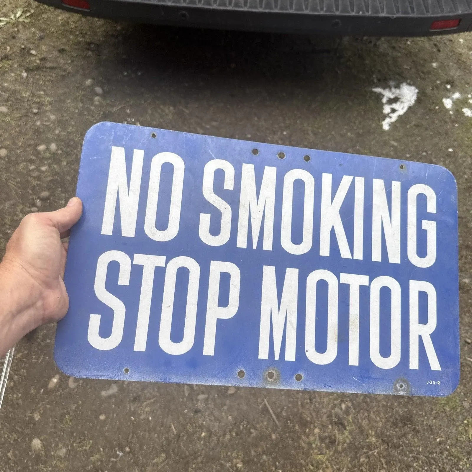 STOP YOUR MOTOR NO SMOKING Metal Not Porcelain Sign Gas Pump Topper