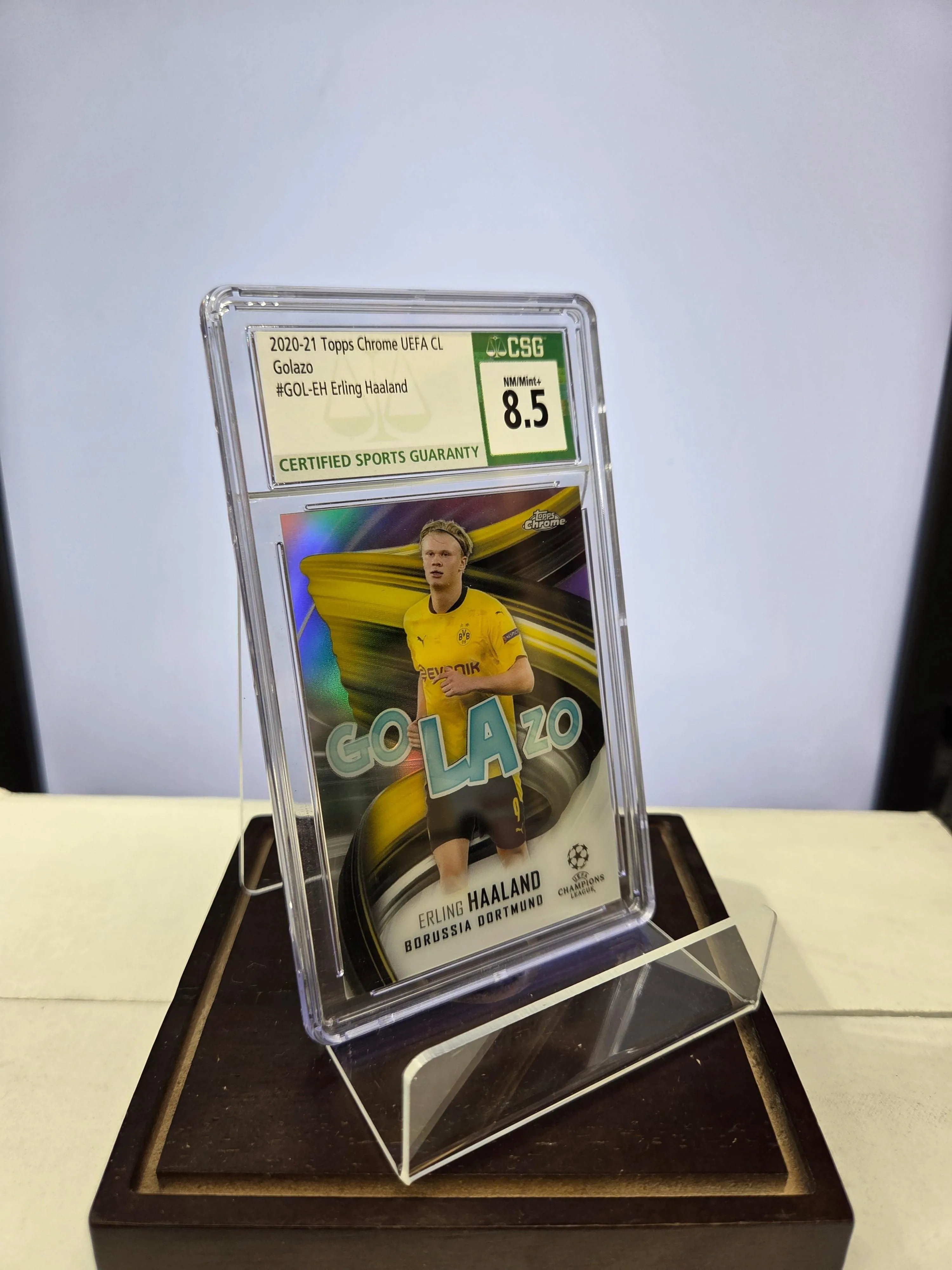 2020-21 Topps Chrome Golazo Erling Haaland Borussia Dortmund CSG 8.5
