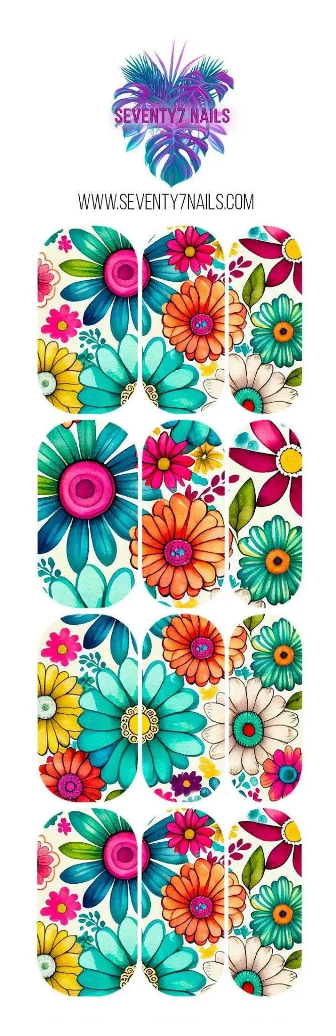 Waterslide Nail Decals - Watercolor Daisies