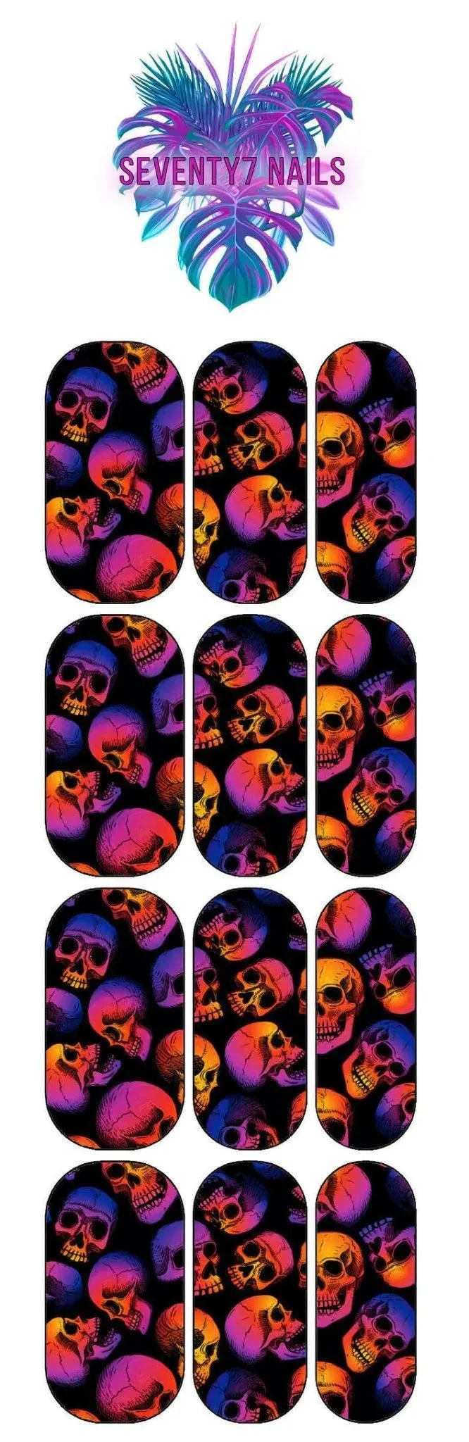 Waterslide Nail Decals - Rainbow Skulls