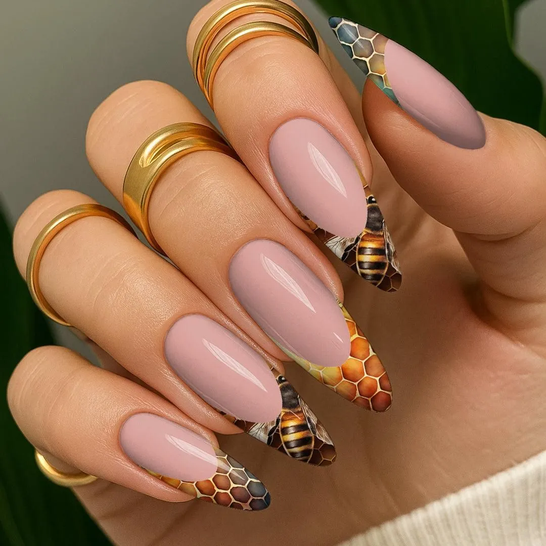 Waterslide Nail Decals - French Cut - Honeycombs