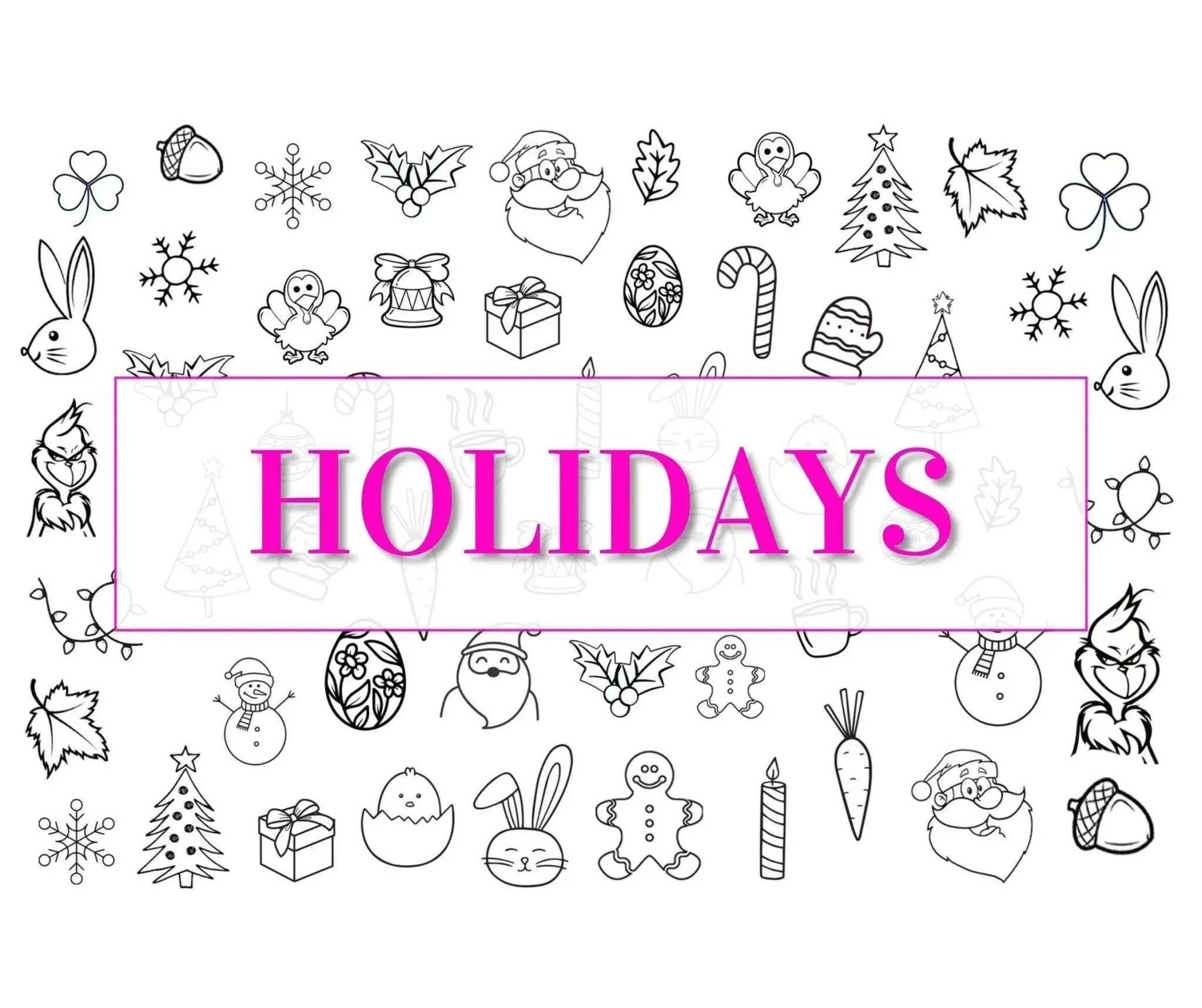 Nail Art Outline Decals - HOLIDAYS