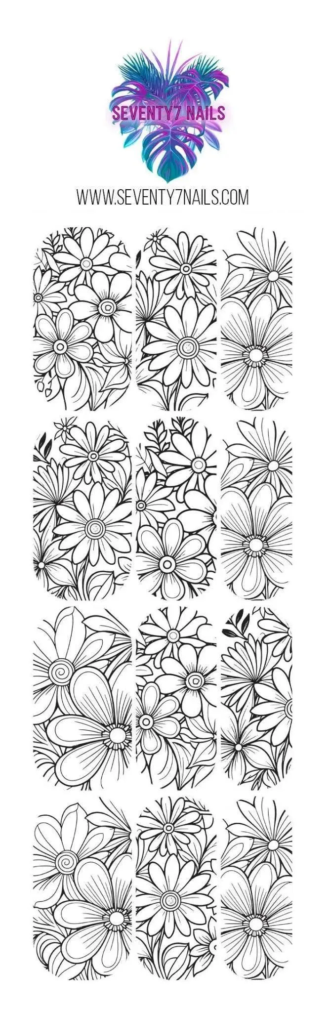 Waterslide Nail Decals - Floral Doodles