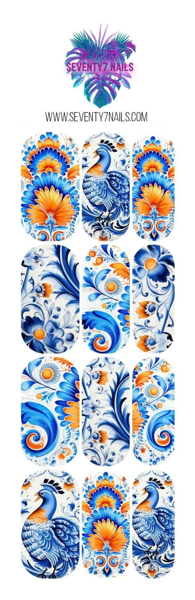 Assorted Nail Decals - Blue Orange Tile