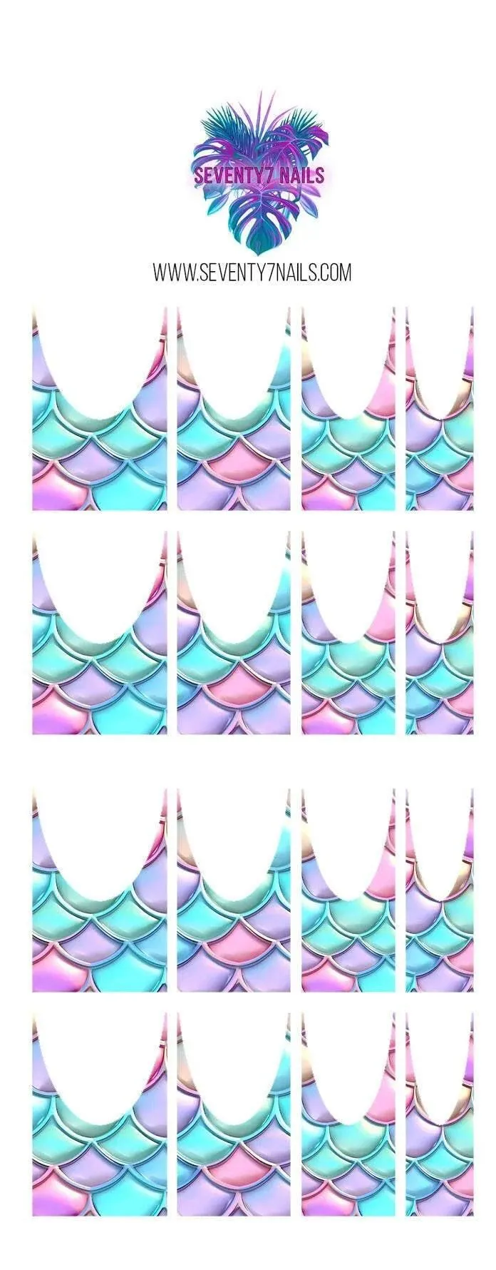 Waterslide Nail Decals - French Cut - Mermaid Scales