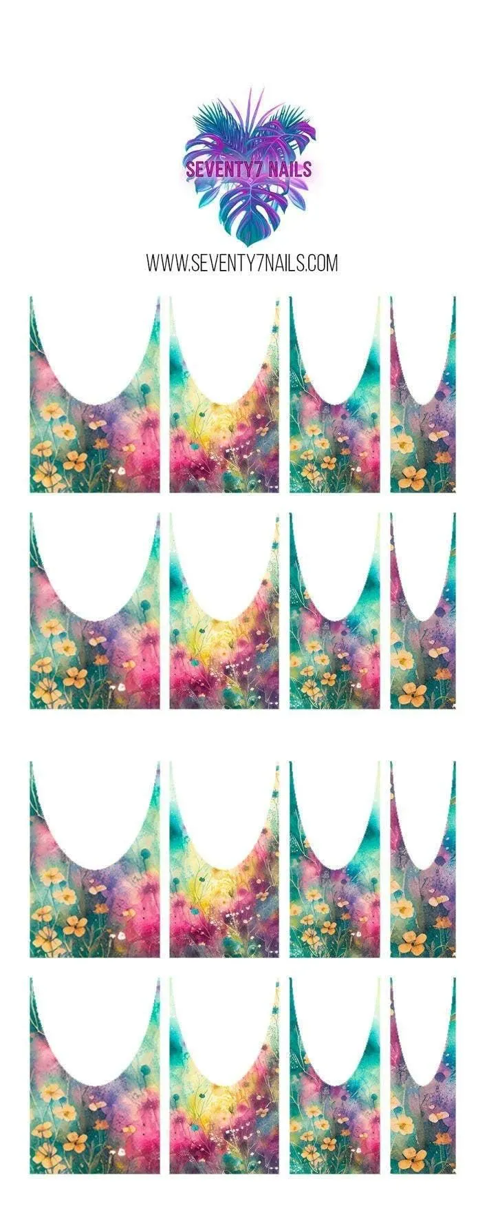 Waterslide Nail Decals - French Cut - Spring Garden